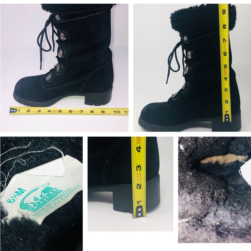 Sorel Black Suede Fur-Lined Lace-Up Winter Boots - Picture 6 of 8